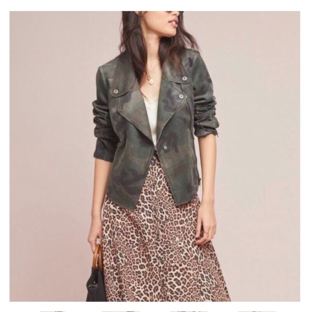 Anthropologie Marrakech Sueded Camo Moto Jacket Sz M NWT - Picture 8 of 10